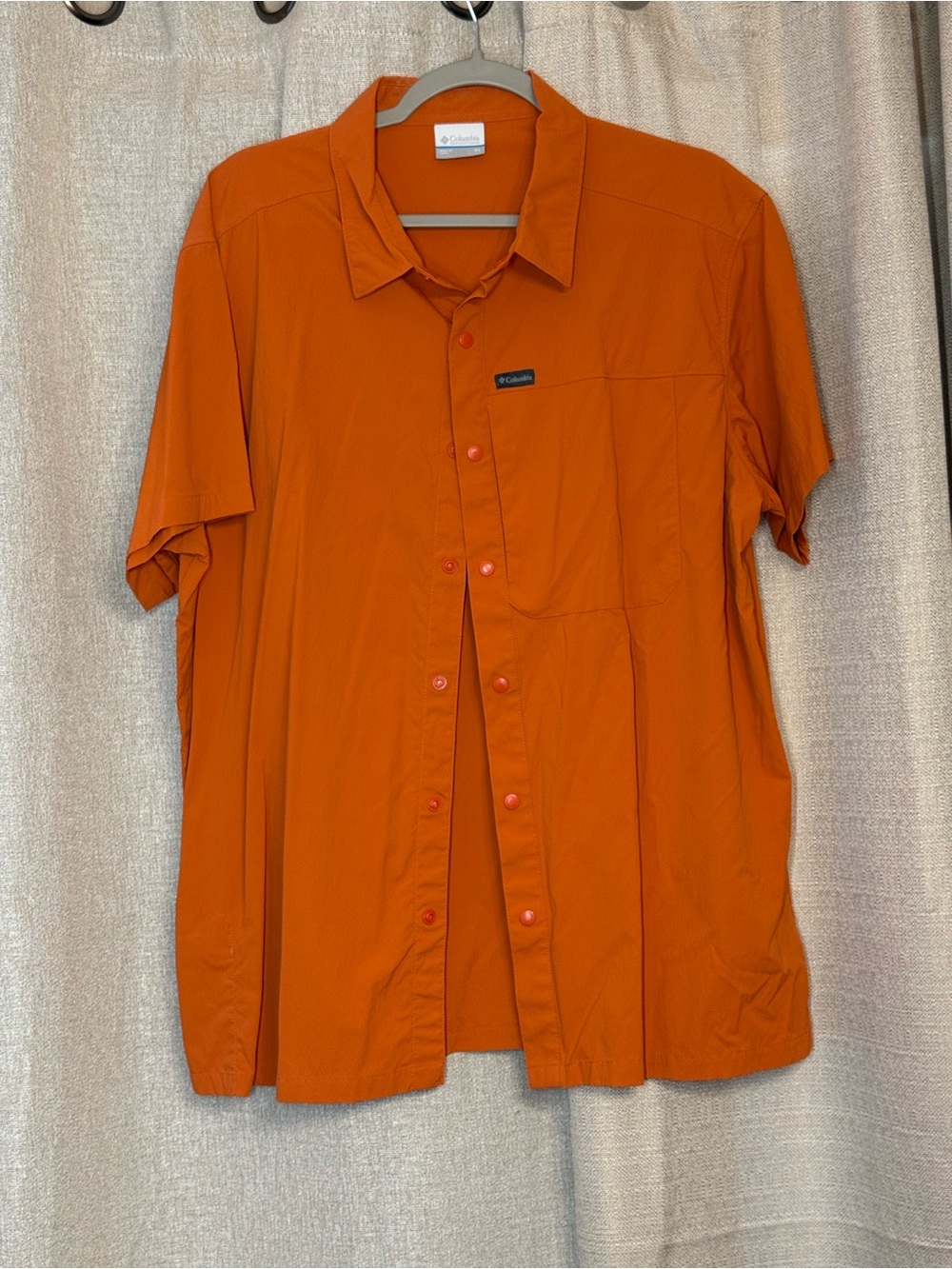 Columbia Men's Short-Sleeve Button-Down Shirt in Bright Orange